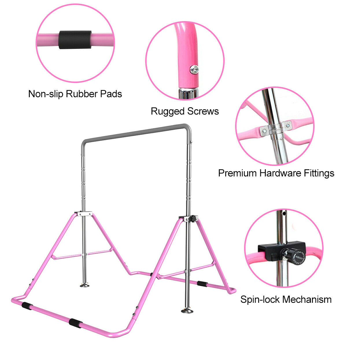 Gymnastic Bar Home - Verstelbare 130cm gymnastiekstang voor kinderen, thuisgym