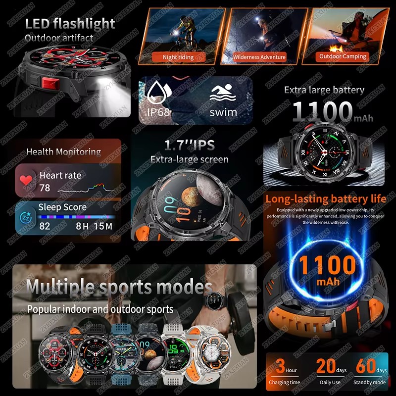2026 Nieuwe 1100mAh Grote Batt - Outdoor Sport Smart Watch recensie en prijs