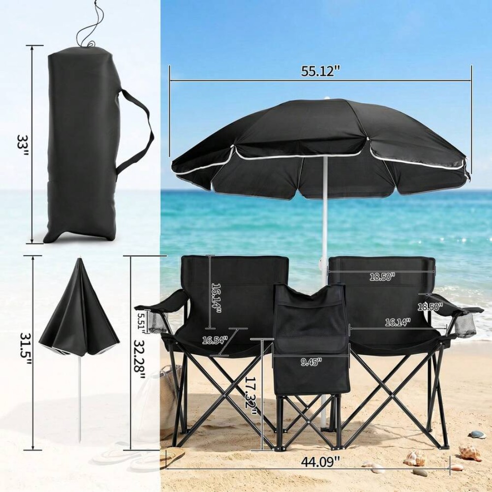 XL Dubbele Opvouwbare Visstoel - Outdoor Sports Umbrella recensie en prijs